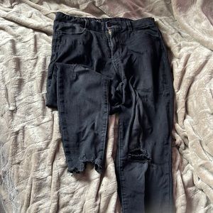 Ripped Black Jeans with Knee-holes & frayed ankles